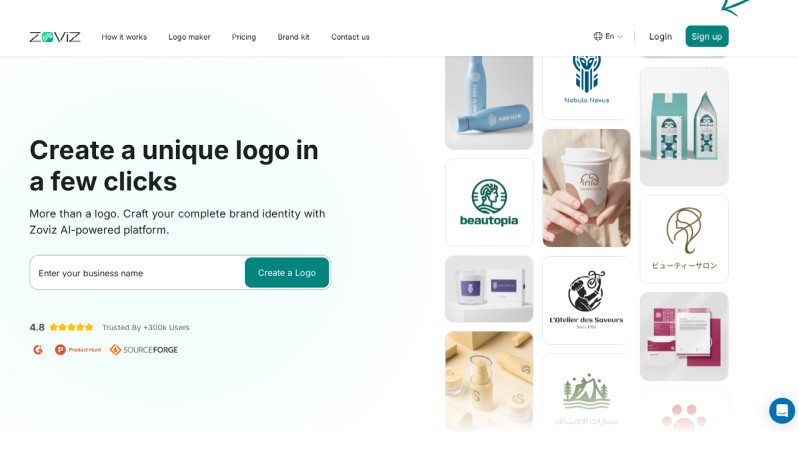 Zoviz main homepage interface