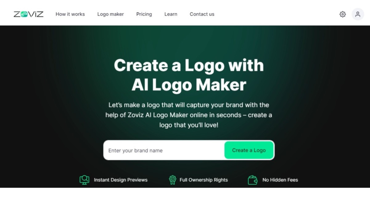 Zoviz ai logo maker interface
