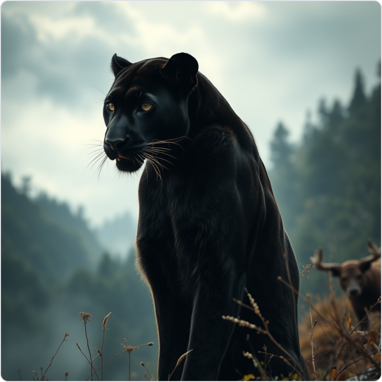 mountain black panther forest wildlife by best ai image generator