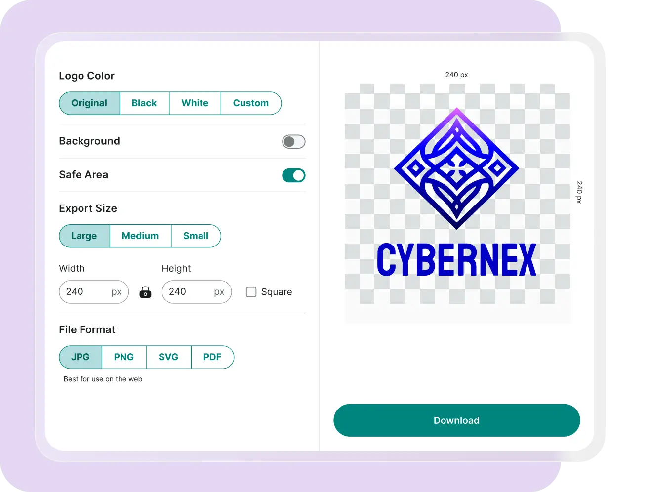 Download ai logo designs in multiple formats and sizes