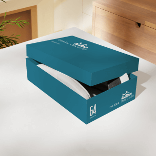 Fashion branding displayed on packaging and bags