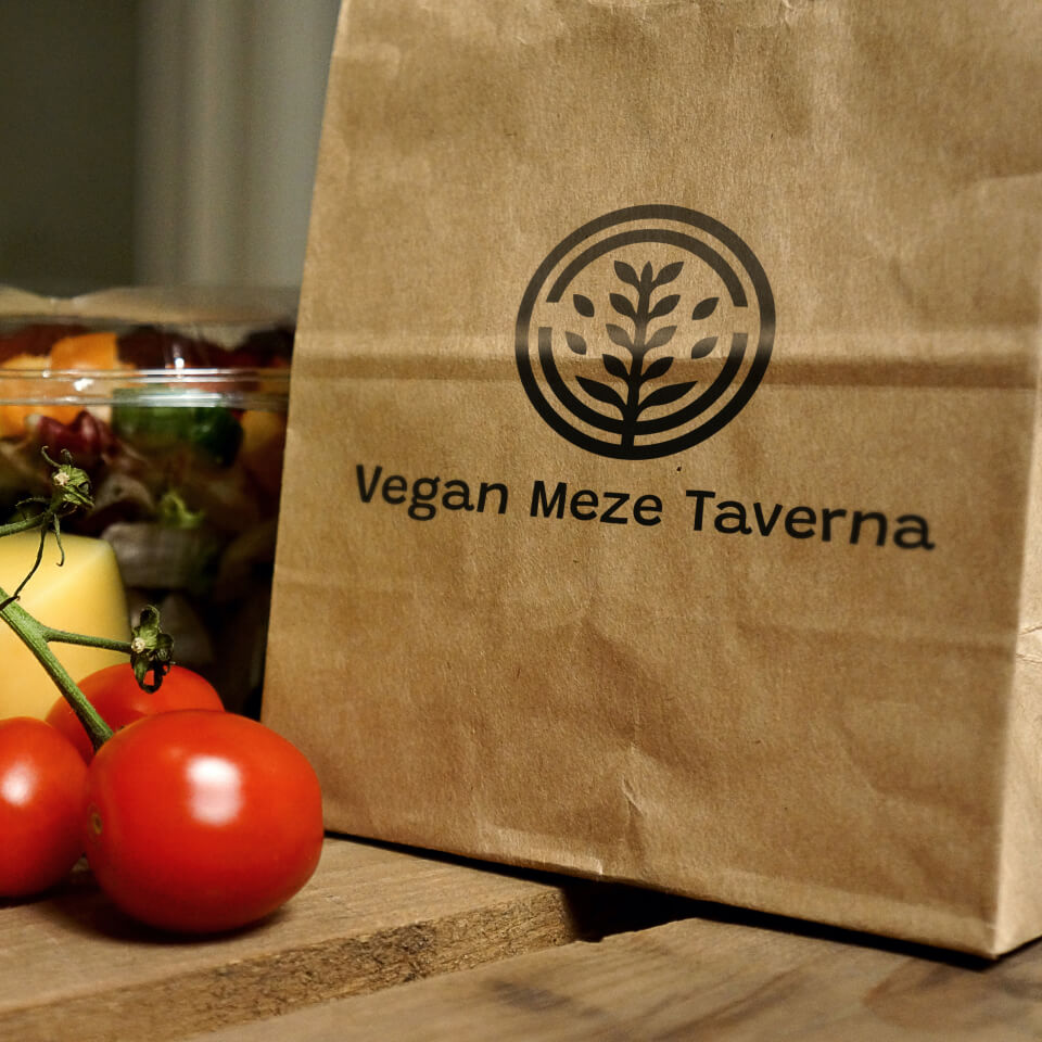 a restaurant specializing in vegan mezze food logo