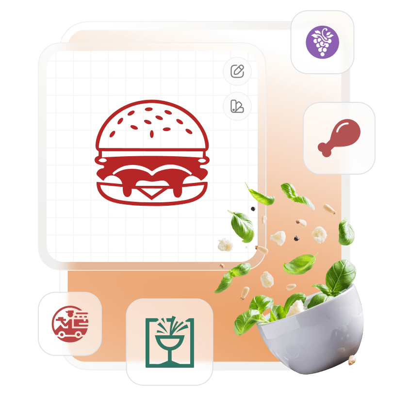 Fast Food Logo by logo maker with cocktail glass icon