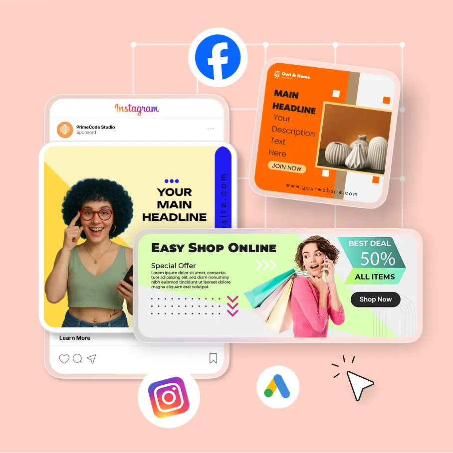 instagram, facebook and google ad design maker
