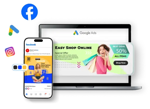 instagram, google ads and facebook ad copy template by ads maker