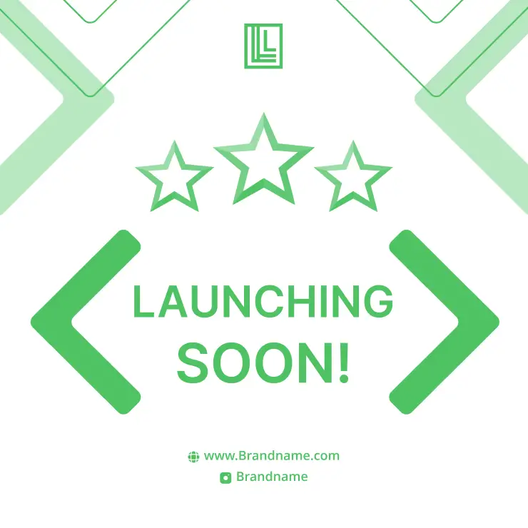 Launching soon card template with star icons designed using a card maker online