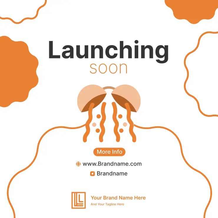 Professional Launching soon card template in orange theme by Zoviz card creator