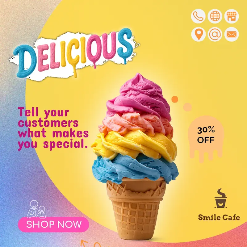 facebook post template for icecream shop