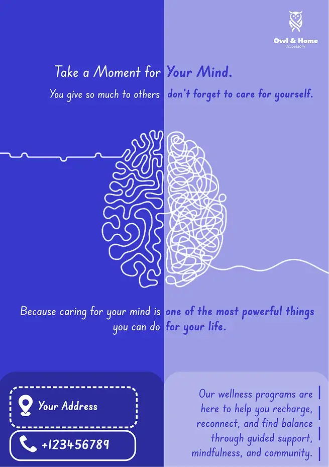 Wellness flyer template encouraging mindfulness and self-care