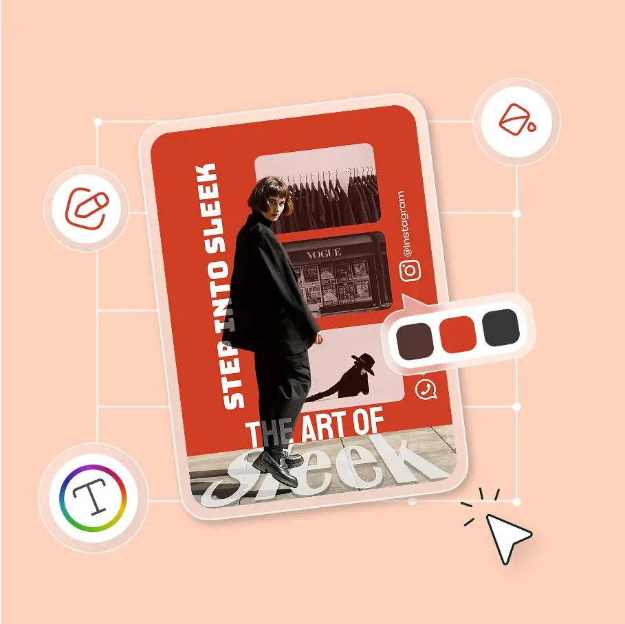 Flyer maker template with editing tools for colors, text, and design customization