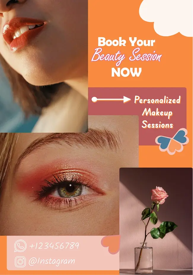 Beauty flyer template promoting personalized makeup sessions