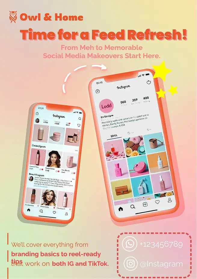 Social media branding flyer template for Instagram and TikTok promotion