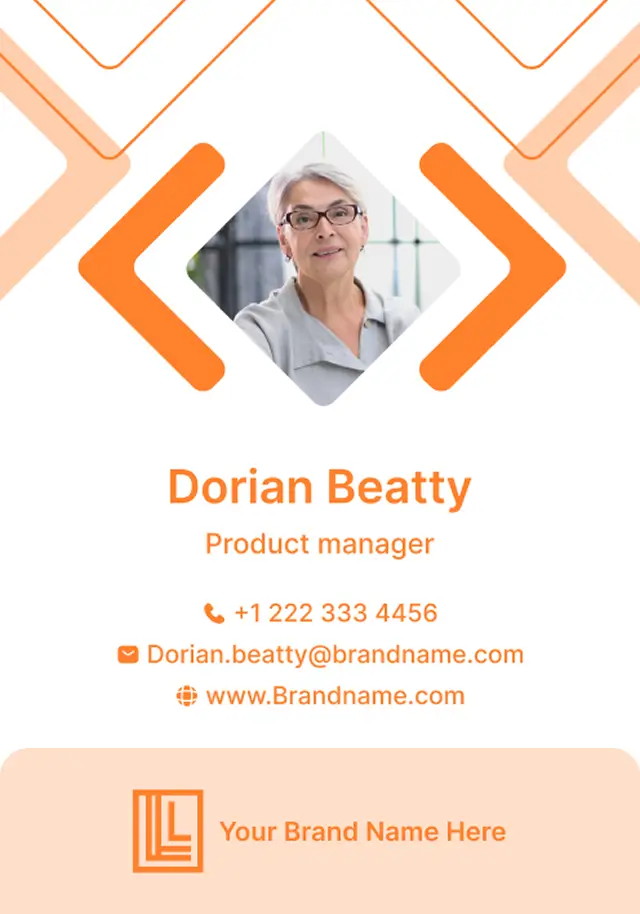 Clean white and orange student ID card design with photo and QR code, produced using a free online  Zoviz student ID card maker
