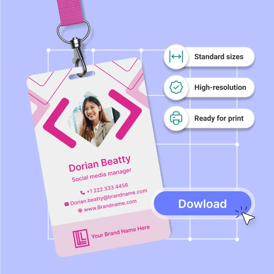 Final step of the ID card creator tool where the finished ID card is downloaded in high resolution