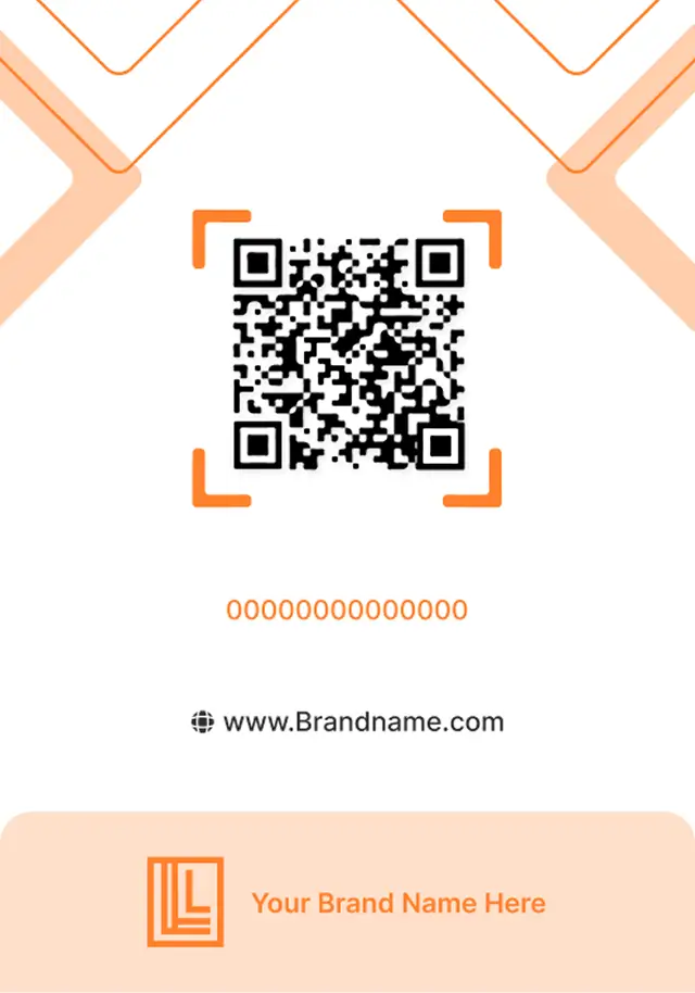 Modern white and orange ID card layout with QR code, designed on an online ID card creator platform