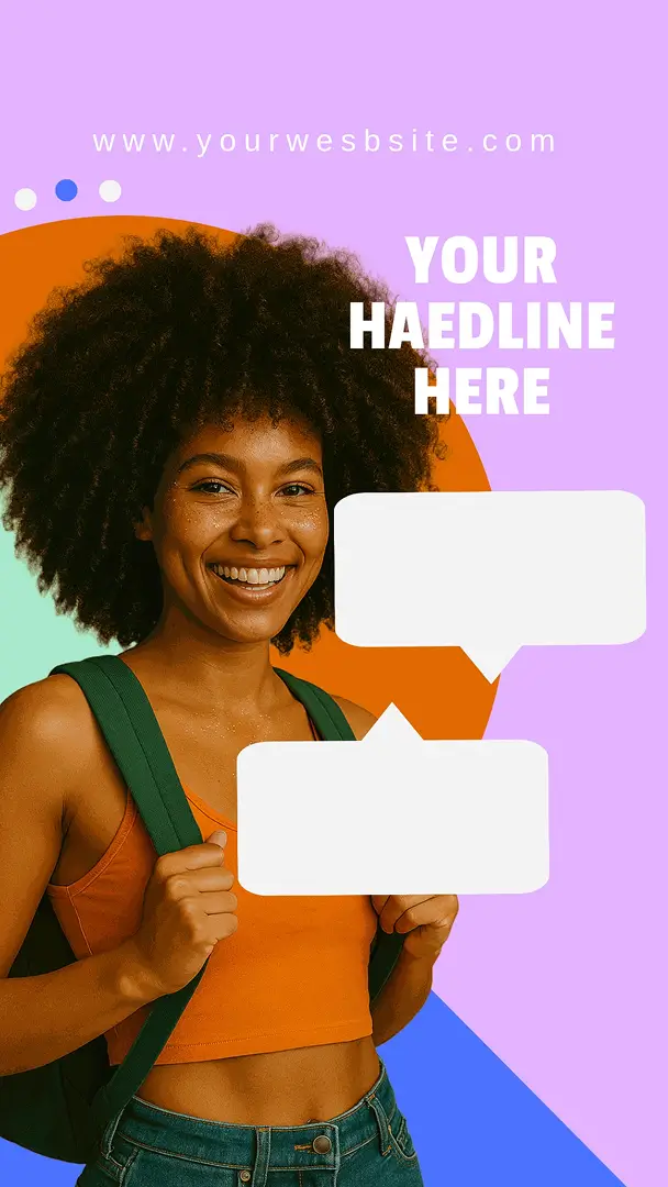 Colorful Instagram Story template with headline and speech bubbles