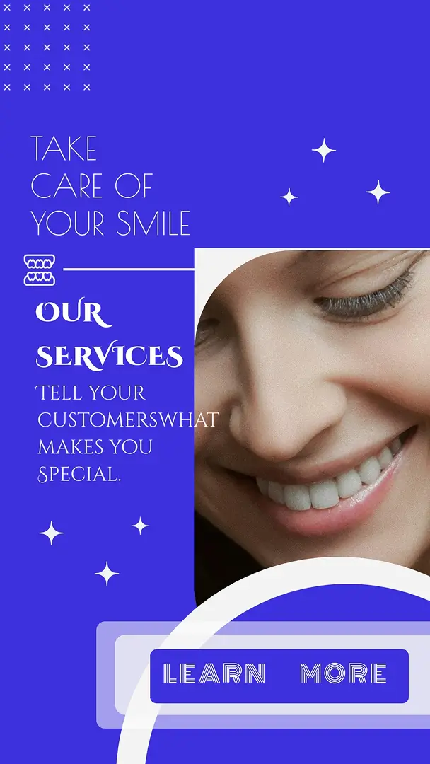 Dental services Instagram Story template with smiling woman
