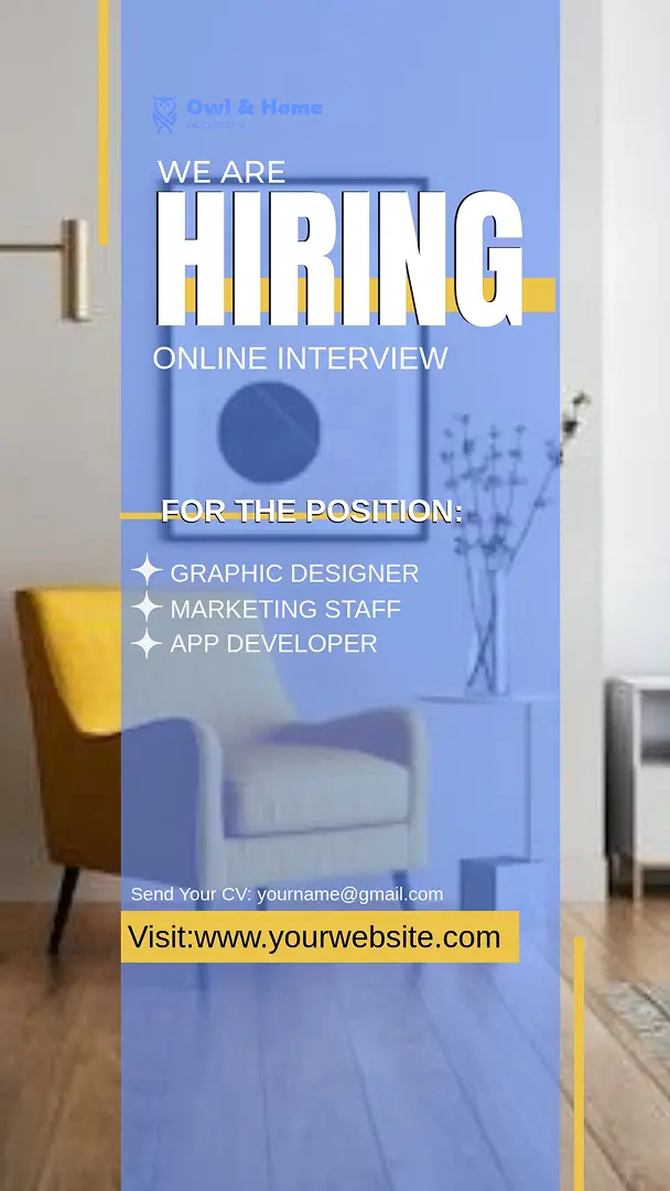 Blue Instagram Story hiring template with job list