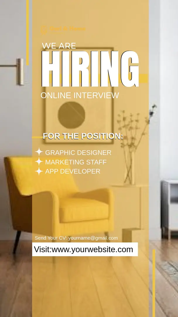 Yellow Instagram Story hiring template with job openings