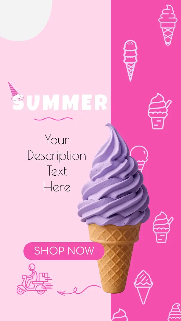 Summer Instagram Story ice cream promo with cone
