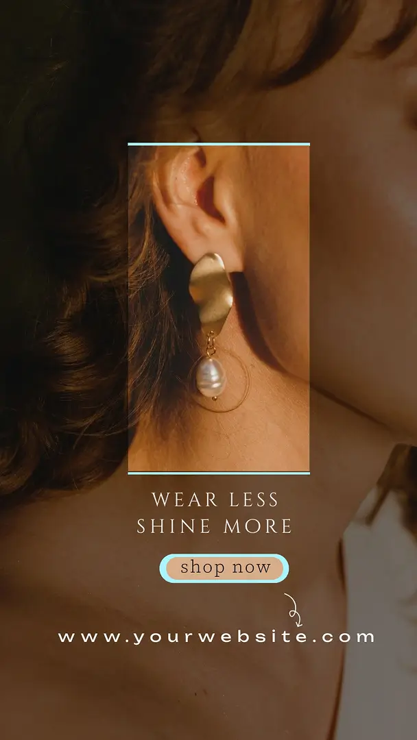 Jewelry Instagram Story template with gold pearl earring
