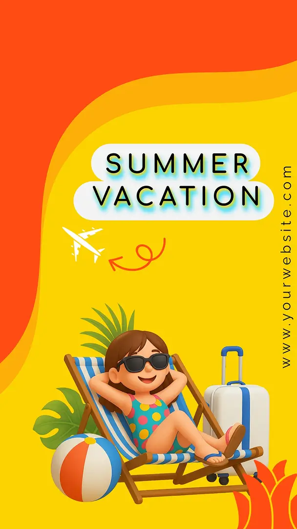 Cartoon summer vacation Instagram Story template
