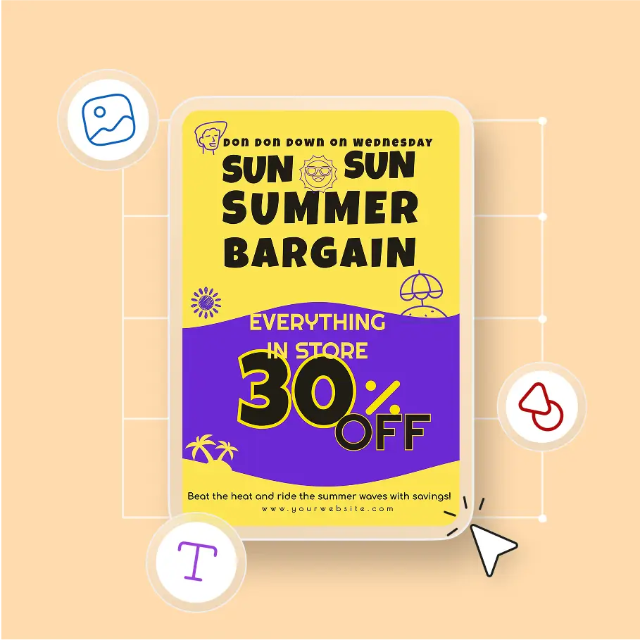 Customize poster design online with Zoviz poster creator using drag-and-drop text, fonts, and images
