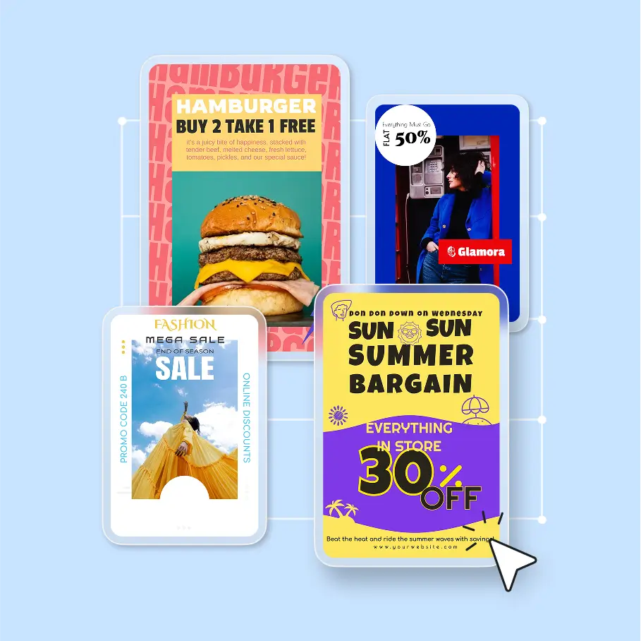 Editable poster templates for sales, events, and promotions created with Zoviz online poster maker