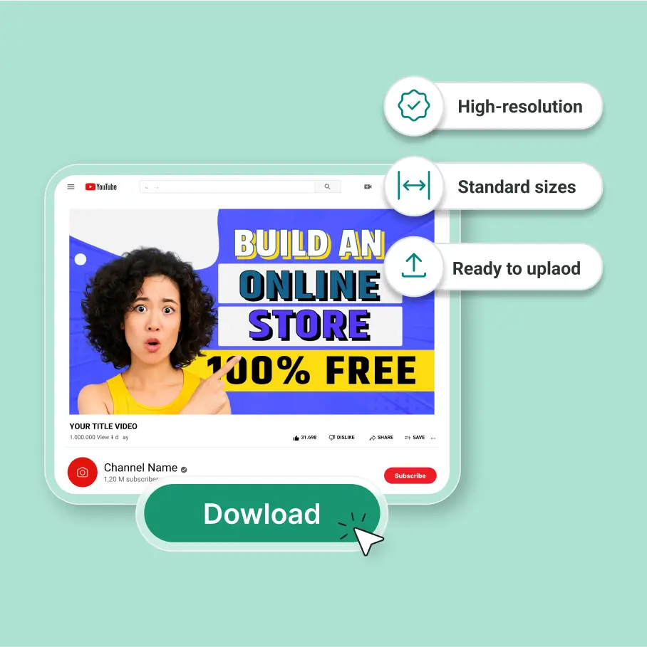 Download ready-to-upload YouTube thumbnails in high resolution with standard sizes using Zoviz thumbnail generator